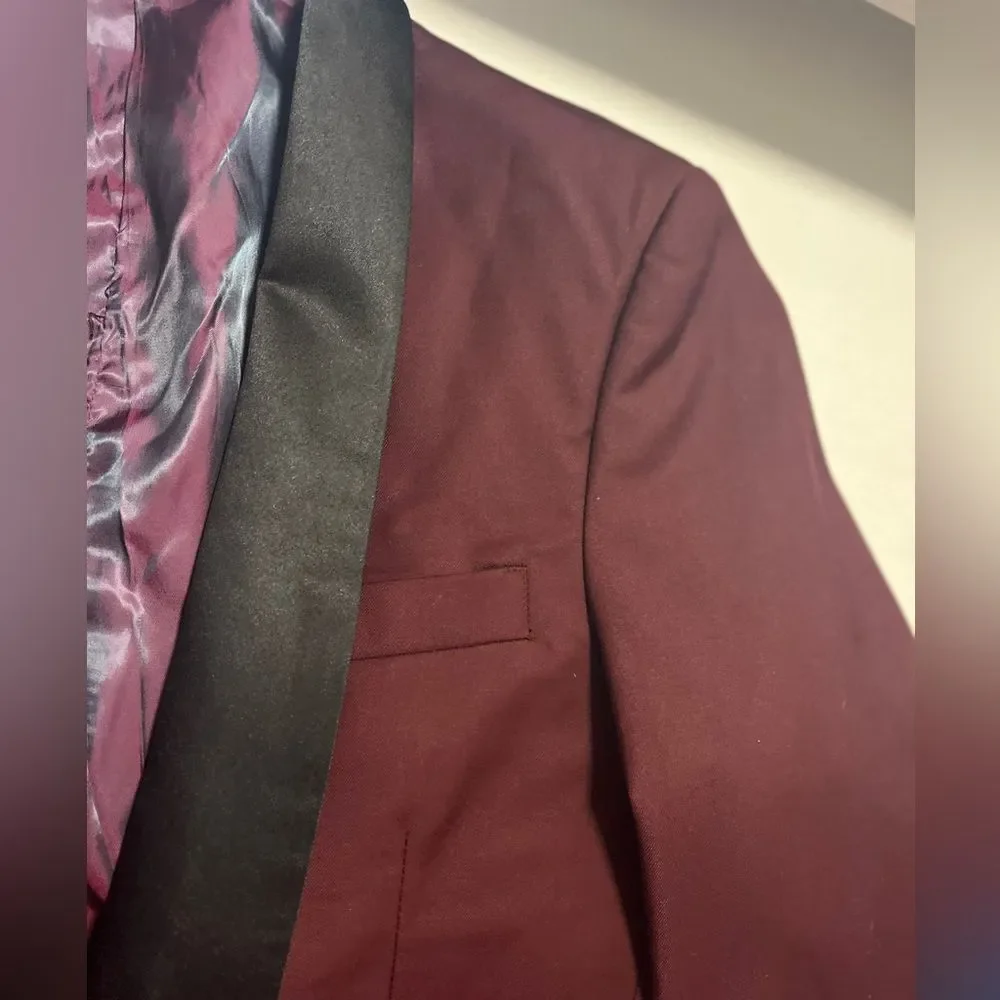 Perry Ellis Boys Burgundy Tuxedo Formal Jacket Sz 18
